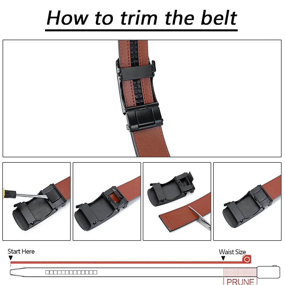 Men Belts High Quality Leather LONG Large Pin Buckle Metal Automatic Buckle High Quality Casual for Jeans Women Strap