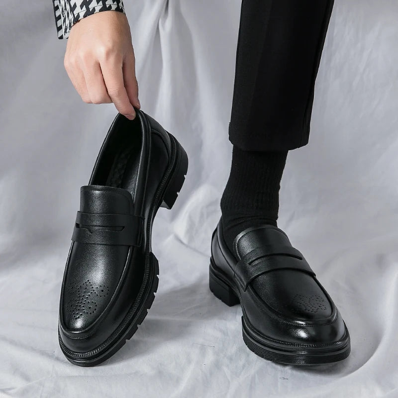 Men's Dress Shoes Retro Casual Business Leather Shoes Men Office Loafers Formal Social Brogues Wedding Leather Shoes For Men
