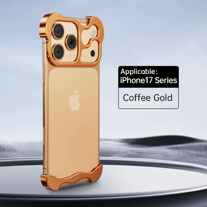 Luxury Irregular Metal Bumper Phone Case For iPhone 17 Air Pro Max Aluminum Shockproof Corner Pads Plating Ultra Thin Back Cover