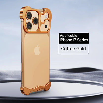 Luxury Irregular Metal Bumper Phone Case For iPhone 17 Air Pro Max Aluminum Shockproof Corner Pads Plating Ultra Thin Back Cover