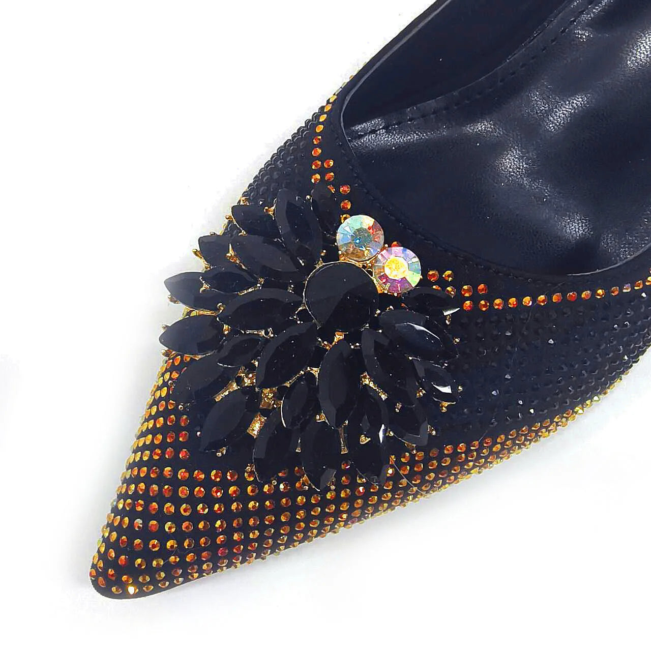 Italian Shoes and Bags Matching Set 2024 Silver Color Rhinestone Fashion High Heels for Women Pointed Toe Pumps