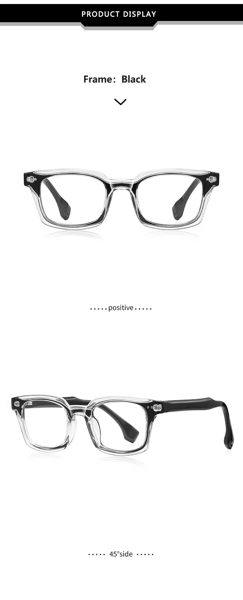 Personalized Fashion New Geometric Square Design Men's Anti-blue Light Reading Glasses Can Be Customized Prescription