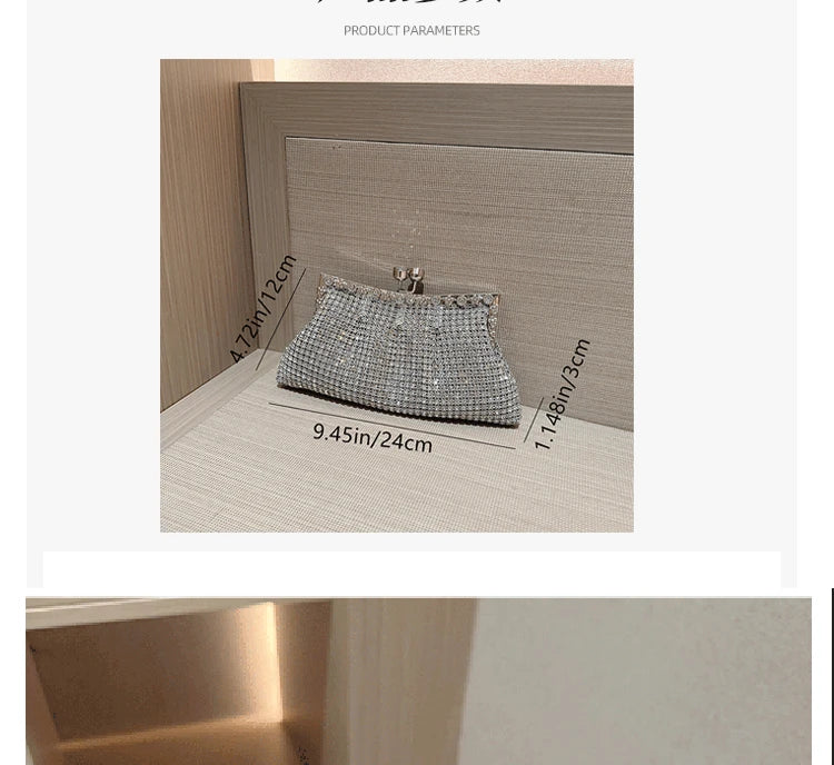 Luxury Rhinestone Evening Clutch Bag Wedding Bride Handbag Shiny Design Party Banquet Lady Portable Purse Sling Shoulder Bags