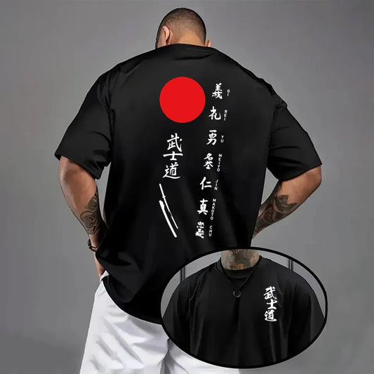 Japan Bushido Print T-shirt for Man 2026 Spring Summer Daily Casual Fashion Short Sleeve Top Male Home Outdoor Comfort Cool Tees