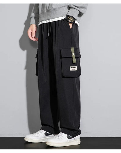 2026 Cargo Pants Men Straight Fit Wide Leg Fleece Lined Trouser Male Winter Fashion Loose Baggy Large Plus Size Warm Streetwear