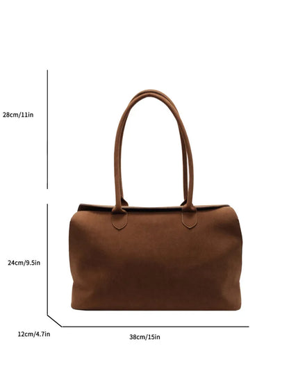 Classic Faux Suede Handbags Women England Style Elegant Shoulder Bags Big Solid Designer Casual Totes Lady Retro Female Packages
