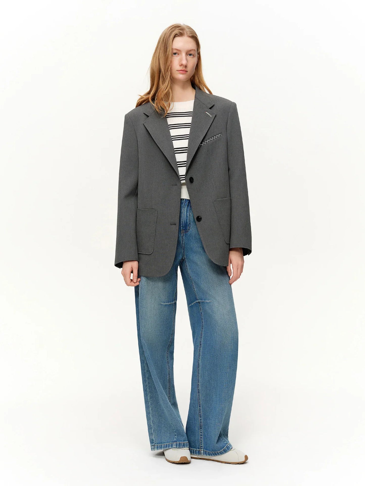 2026 Plus Size Spring New Women's Classic Oversized Blazer, Wide Shoulder Structured Jacket, Y2K Retro Office Chic Coat