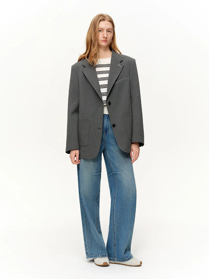 2026 Plus Size Spring New Women's Classic Oversized Blazer, Wide Shoulder Structured Jacket, Y2K Retro Office Chic Coat