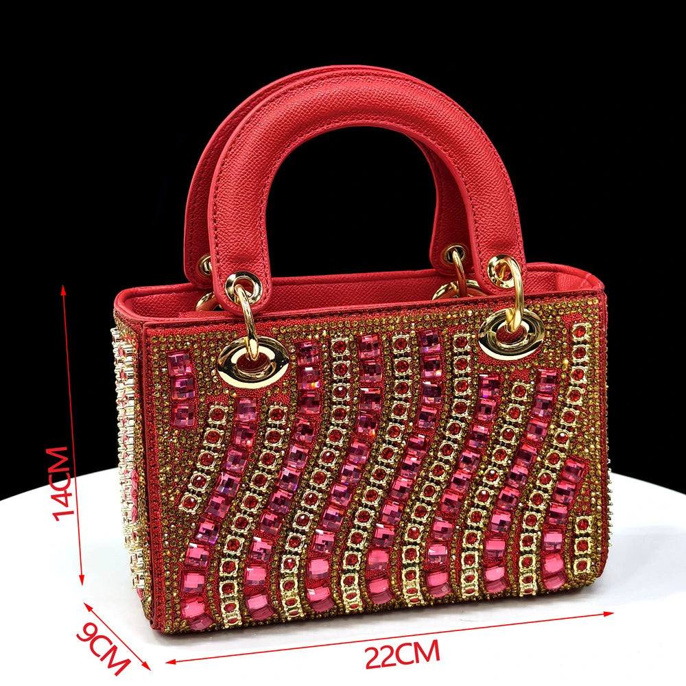 2025 Elegant Multicolor Color Women's  Heels and Rhinestone Handbag Set - Italian Design for Weddings and Parties