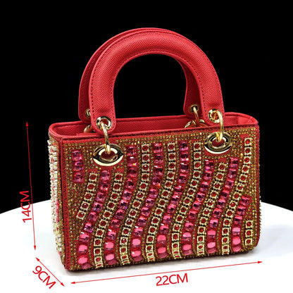 2025 Elegant Multicolor Color Women's  Heels and Rhinestone Handbag Set - Italian Design for Weddings and Parties