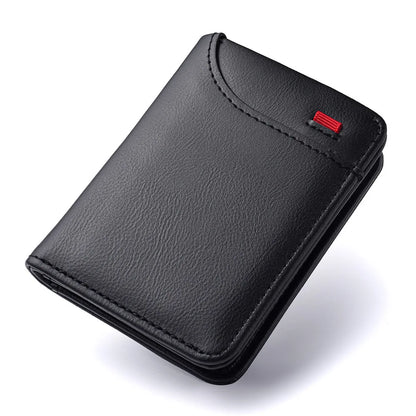 Men's Vertical Slim Wallet - Multi-Card Holder with ID Window, Compact Mini Card Bag for Youth & Students, Small Change Pocket