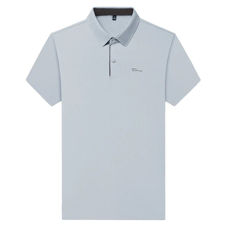 Summer seamless ice silk short sleeved T-shirt, polo shirt, flip collar, casual elastic top, breathable thin half sleeve