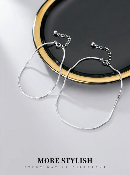 Hight Quality 100% 925 Sterling Silver Fashion Classic Snake Chain Bracelet Anklet Link for Women Fine Jewelry Bijoux