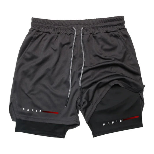 Men Running Shorts 2 in 1 Double-deck Sport Shorts Sportswear Gym Fitness Short Pants Training Jogging Bottom Men's Clothing
