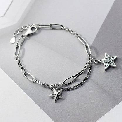 Fashion 925 Sterling Silver Lovely Stars Retro Charm Bracelet Fit Women Hip Hop Style Bracelet Fine Jewelry 2020 Design