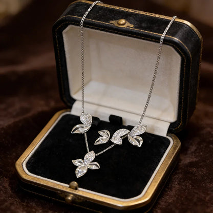 Luxury Bagutte Cut Middle East Jewelry Sets For Women Wedding Full Micro Cubic Zirconia Dress Necklace Earring Sets