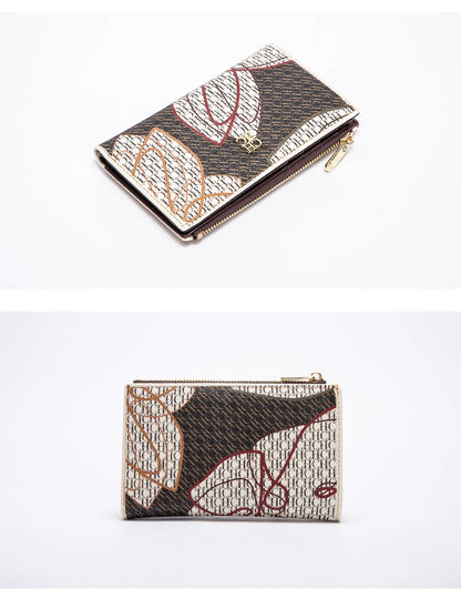 Women's Wallet CHCH Fashion Letter Cartoon Pattern Classic Retro Long Storage Wallet PVC Material Bag