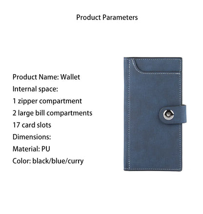 Magnetic Buckle Trifold Men Wallet PU Leather Business Casual Multi Card Holder Short Long Style Male Daily Purse Cartera Hombre