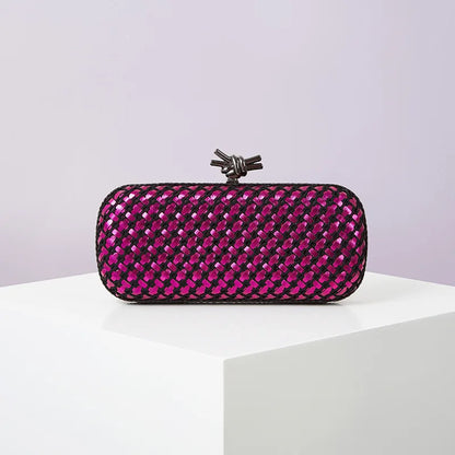 Hand Woven Clutch Purse Luxury For Women 2025 New High Grade Party Wedding Prom Mixed Colors Evening Bag Elegant Trend Chain Bag