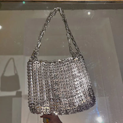 Designer Aesthetic Bags Women's Bag Handbag Hand Woven Metal Chain Tote Bag Clutch Luxury Trend Travel Holiday Shoulder Bag