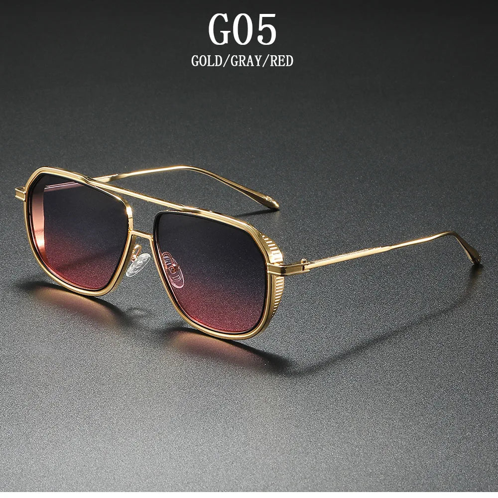 Fashion Sunglass Men Vintage Sunscreen Oversized Sunglasses Women Trendy Metal Glasses Gafas De Sol Hombre Lunette Soleil Femme