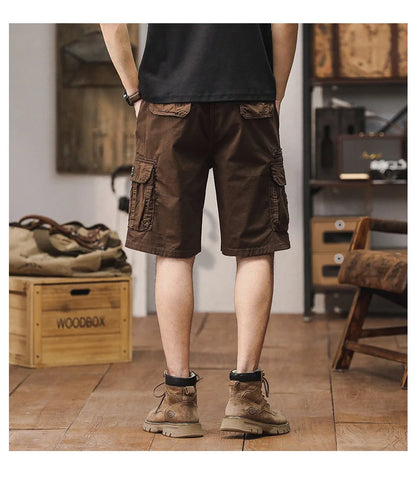 Men Summer New Multi Pocket Cargo Shorts Men Cotton Loose Breathable Fashion Trend Casual Versatile Five Points Pants Men Shorts