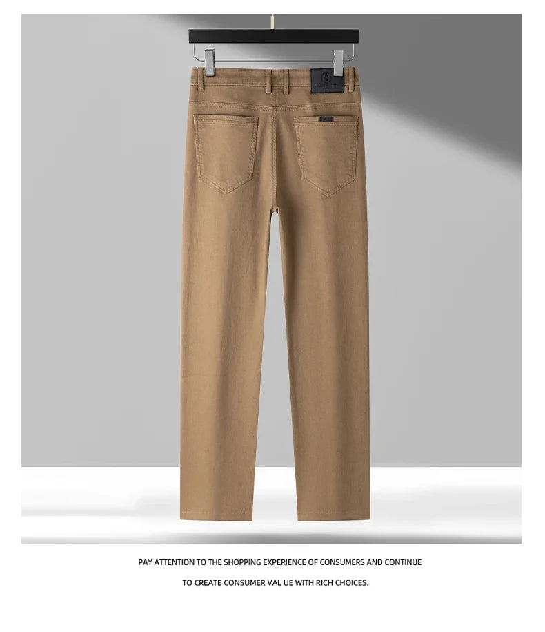 High Quality Lyocell Jeans Men Spring Autumn New Fashion Straight Long Pants Soft Business Brand Classic Stretch Denim Trousers