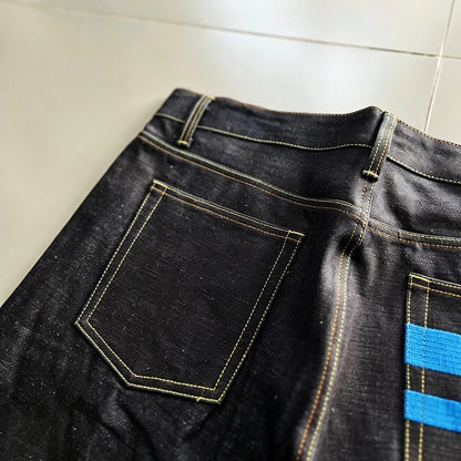 Vintage Momotaro 165oz Heavyweight Indigo Straight Leg Jeans Japanese Style mid Waist Cotton Denim Pants for Men Non Stretch