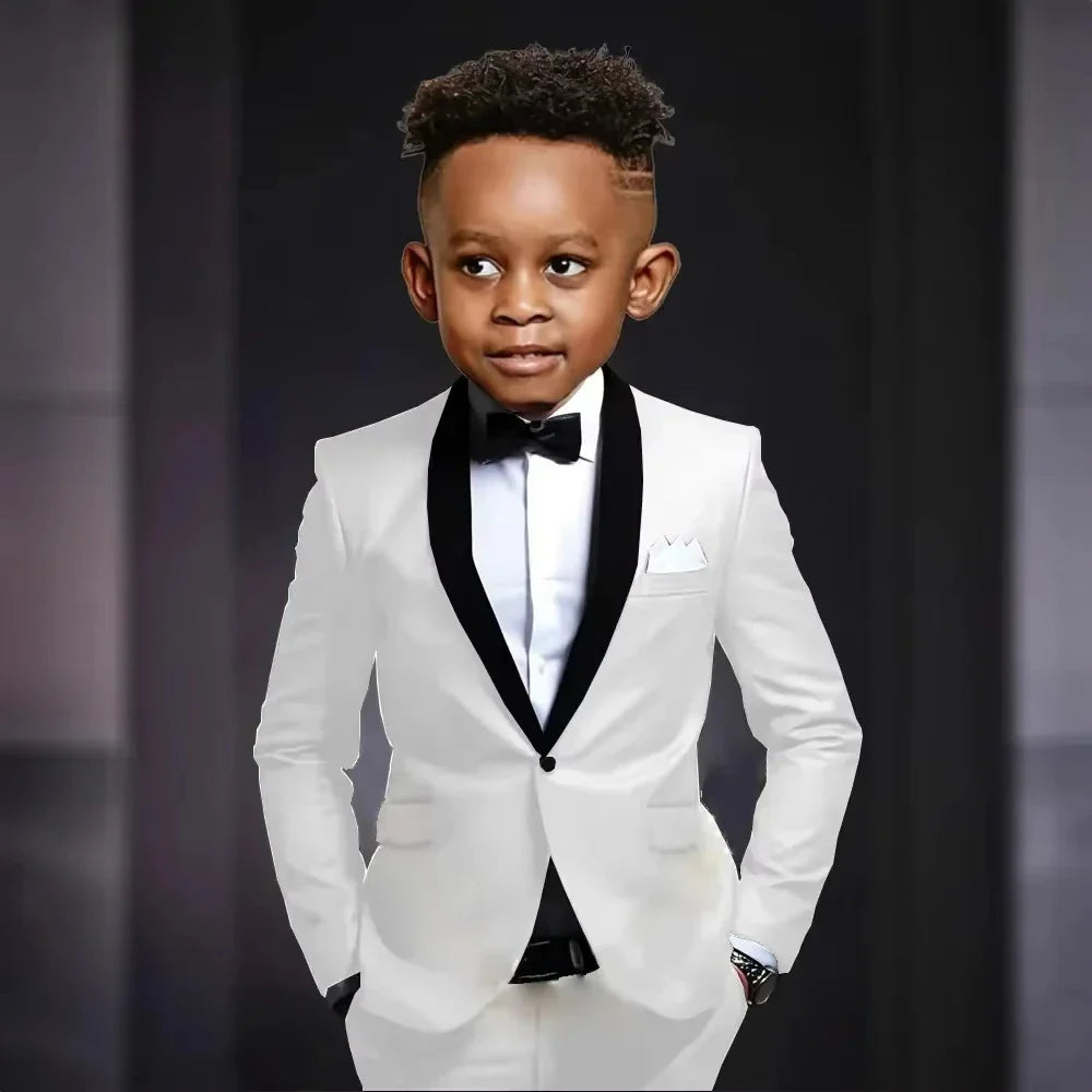 New Kids Suit Set 2 Pieces Jacket Pants Wedding Ring Bearer Outfit,Elegant Shawl Lapel Boys Suits Piano Performance Wear