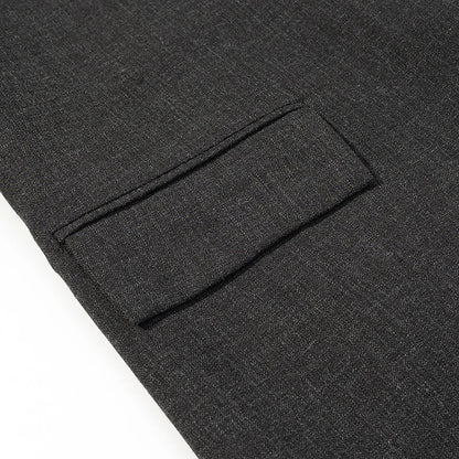 Women Casual Asymmetrical Dark Grey Blazer One Button Long Sleeve Jacket Coats 2026 Trend Vintage Solid Office Blazers