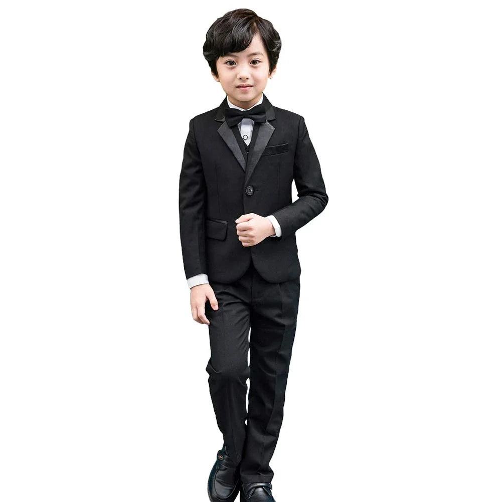 6Pcs Classic Boys Suits for Weddings Formal Blazer Kids Tuxedo Shirt Vest Party Ring bearer Suits Black