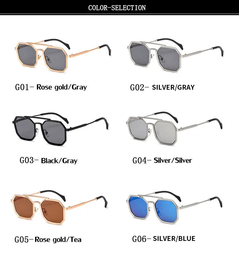 Blue Square Sunglasses For Men Retro Metal Steampunk Sunglasses Women Vintage Fashion Glasses Gafas De Sol Hombre Zonnebril Sun