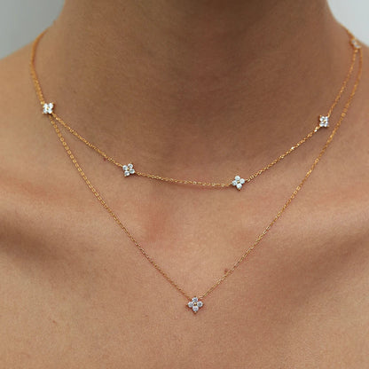 Four-Leaf Clover Moissanite Necklaces for Women Certified 2mm Lab Diamond Choker 925 Sterling Silver Chian Fine Jewelry Gifts