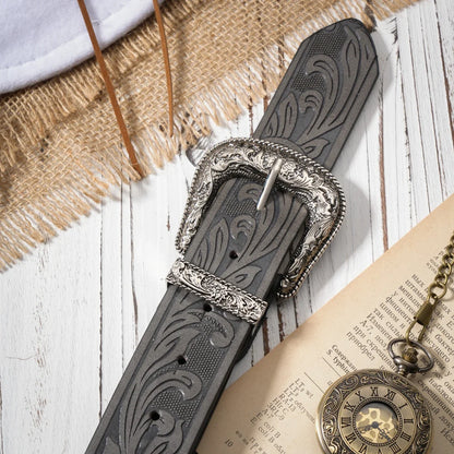 A Casual, Individual and Retro Belt, Western-Style Clothing Accessory, Metal Buckle, PU Belt, Suitable for Both Men and Women