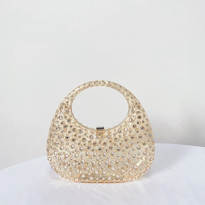 Fashion Women Diamond Handbags and Purses Transparent Acrylic Luxury Party Prom Evening Bag Casual Bling Bling Clear Clutch