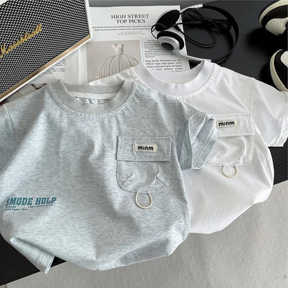 New Summer Fashion Baby Boys Clothes Suit Children Flip Pocket T-shirt Denim Shorts 2Pcs/Set Toddler Clothing Kids Tracksuits