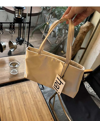 Luxury Premium Designer Elegant Womens Silk Satin Small Tote Solid Color Shoulder Underarm Purse Versatile Fashion Commuting Bag