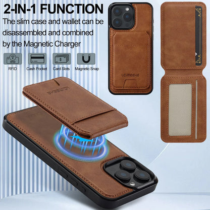 جراب مغناطيسي قابل للفصل 2 في 1 من الجلد لهاتف iPhone 16E 17 1615 14 13 12 11 Pro XS Max Air XR 8 7 Plus SE بغطاء هاتف وجيب للبطاقات