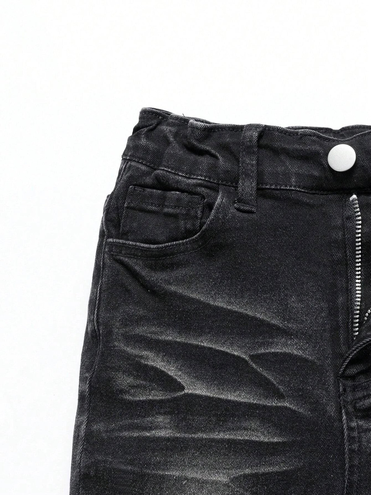 1-Piece Men's All-Season Snowflake Washed Fashion Jeans, Stretchy Slim-Fit Light Gray and Dark Black Casual Denim Pants, Minimalist Fashion, Suitable for Everyday Wear