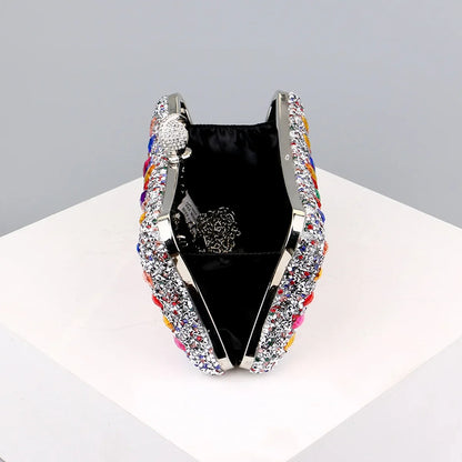 Full Diamonds Evening Bags Acrylic Flower Rhinestones Clutch Bags Metal Pearl Luxury Prom Wedding Dinner Handbags