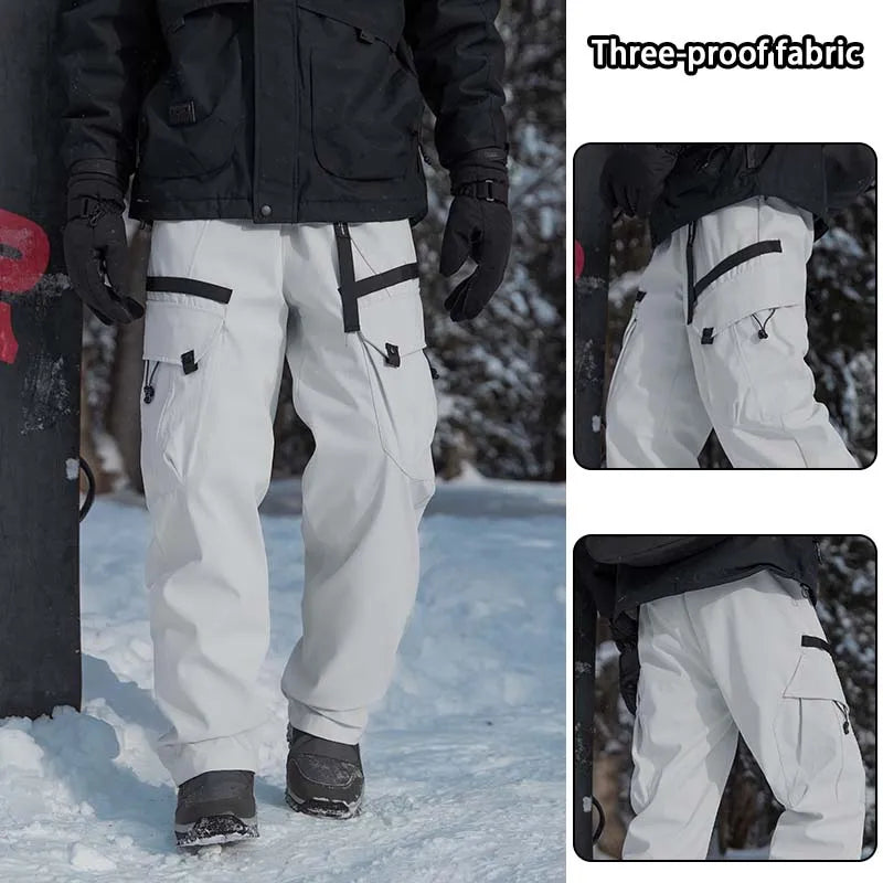 Winter Three-Tn-One Down Hiking Pants Men Windproof Waterproof Antifouling 90 White Duck Down Removable Liner Outdoor Sport Pant