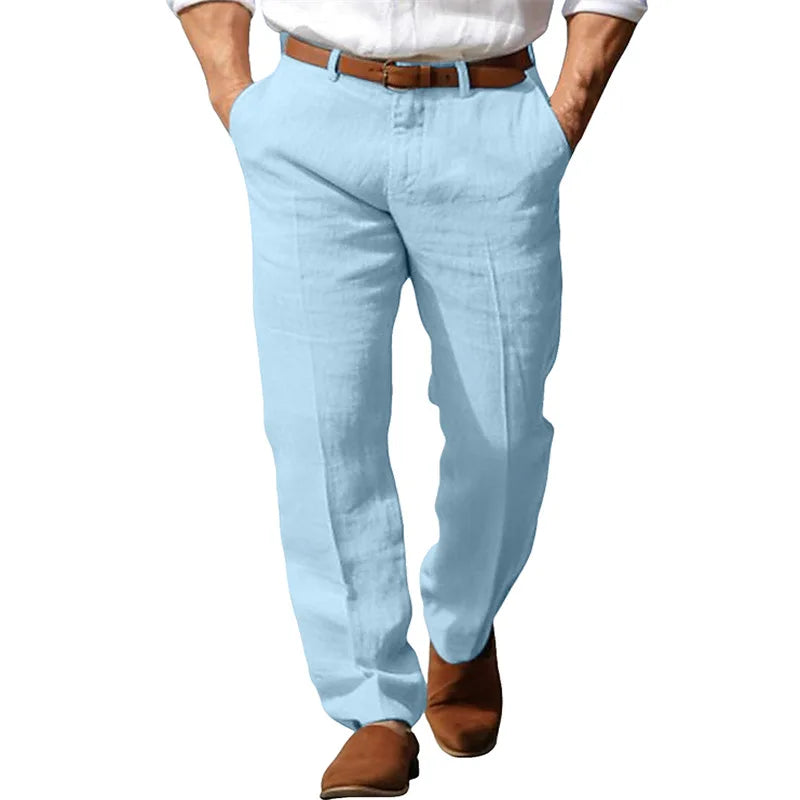 Men's Formal Linen Summer Pants Straight Tube Solid Color Comfortable Breathable Formal Business Fashion Basic Style