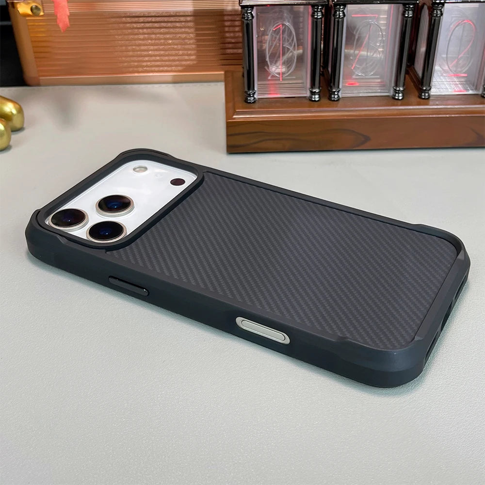 Real Carbon Fiber Kevlar Material Phone Case With Magnetic Wireless Charging Compatible With iPhone 16 Pro 16 pro max