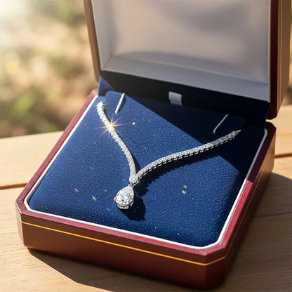 Luxury Pear Cut Full D Color Moissanite Tennis Neck Chain Woman s925 Silver All Lab Diamond Party Bridal Necklaces Gift