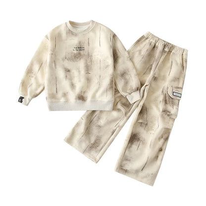 Boys Loose Tie Dye Printed Workout Sweatshirt+Sweatpant Streetwear Set School Kids 2PCS Tracksuit Children Jogger Outfit 5-16 Yr