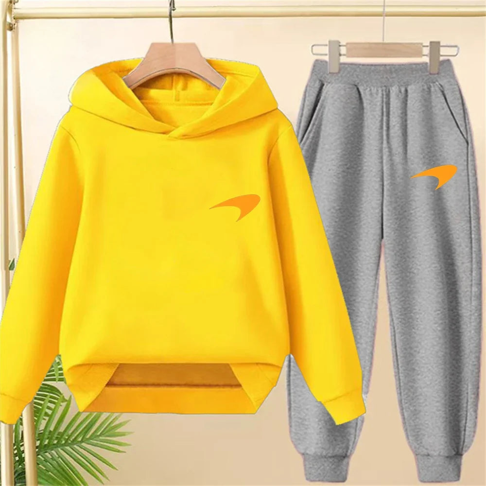 Children Hoodie print 3-12 Years Old Long-sleeved Boys Girls Toddler Coat Top+Pants Stylish Casual black Sweatshirt Set