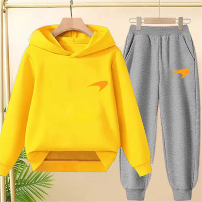 Children Hoodie print 3-12 Years Old Long-sleeved Boys Girls Toddler Coat Top+Pants Stylish Casual black Sweatshirt Set