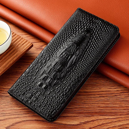 Crocodile Genuine Leather Magnetic Flip Case For iPhone 16 16e 15 14 11 12 13 Pro X XS Max Plus Mini SE 2025 All-inclusive Cover