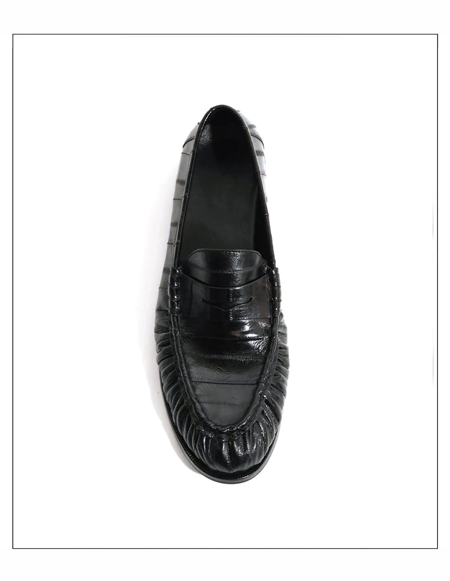 Loafers for men's eel skin pleated design a top layer cowhide slip in formal dress shoe suitable for casual work and commuting