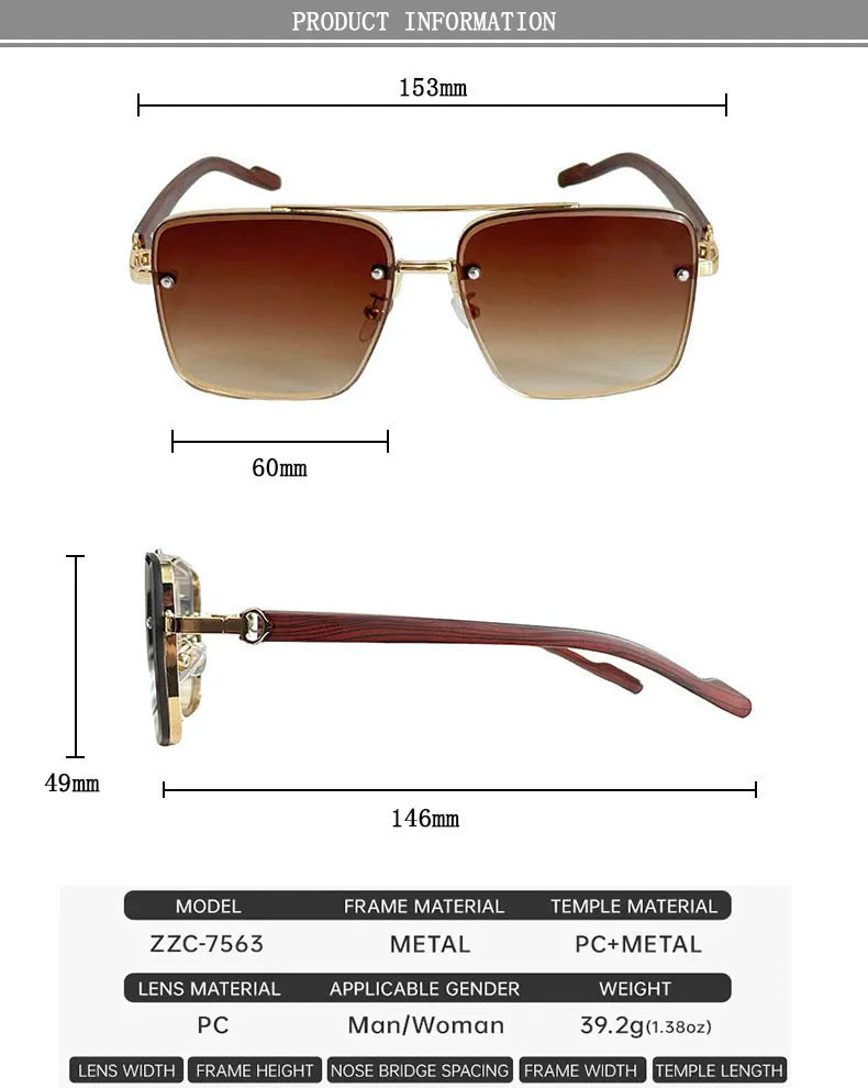 2024 Luxury Square Sunglasses For Men New Wooden Vintage Designer Fashion Glasses Sunglasses Women Vacation Gafas De Sol Hombre